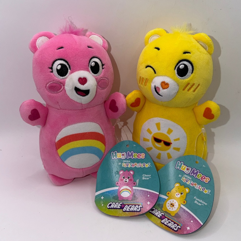 Squishmallows 10" Care Bears HugMees Cheer Funshine Bear Kidcore Kawaii Plush